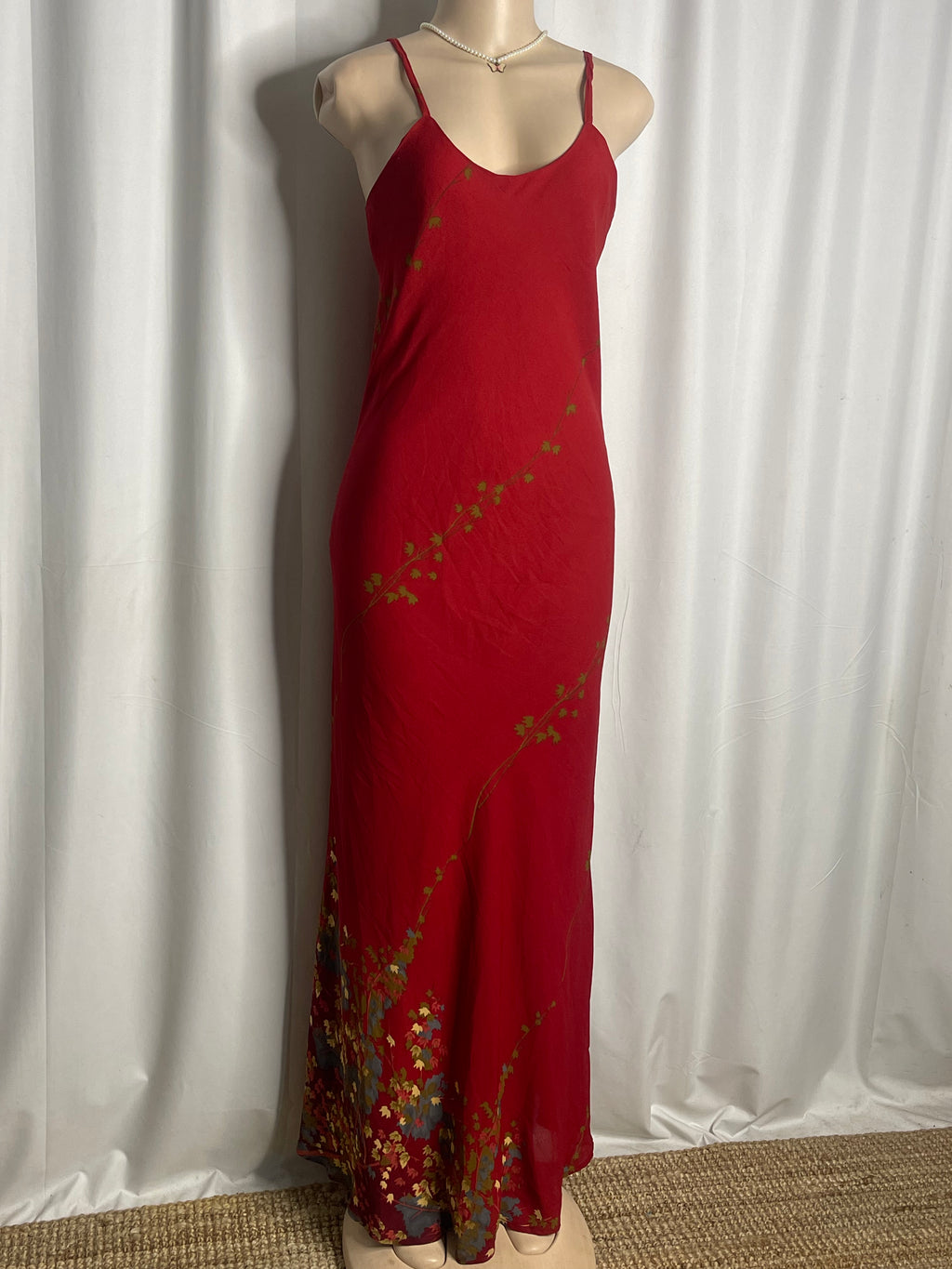 Maroon Floral Print Maxi Dress