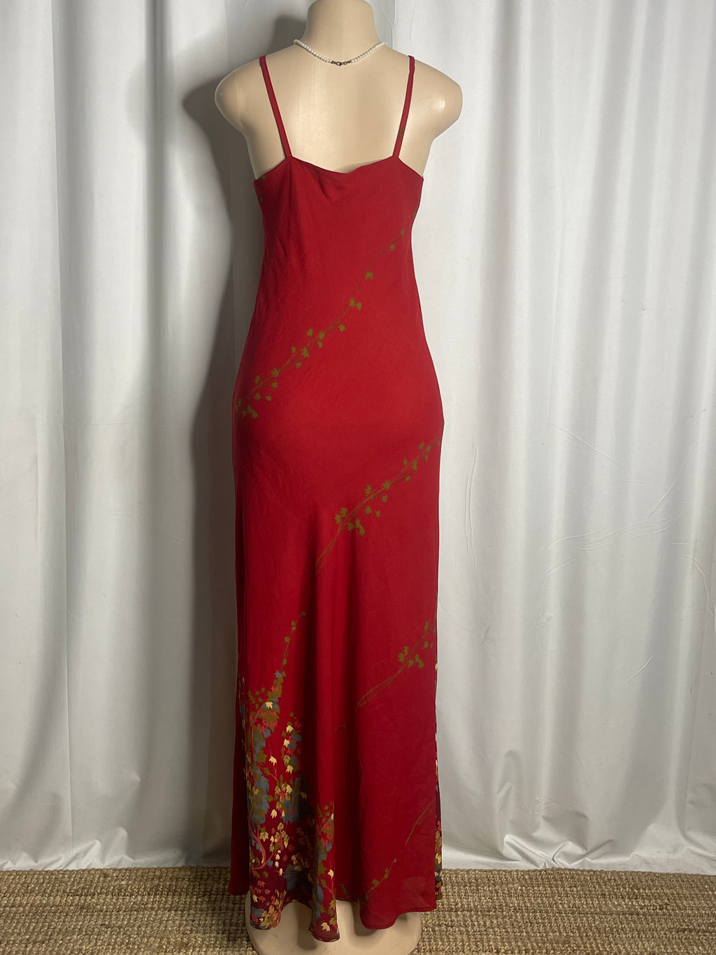 Maroon Floral Print Maxi Dress