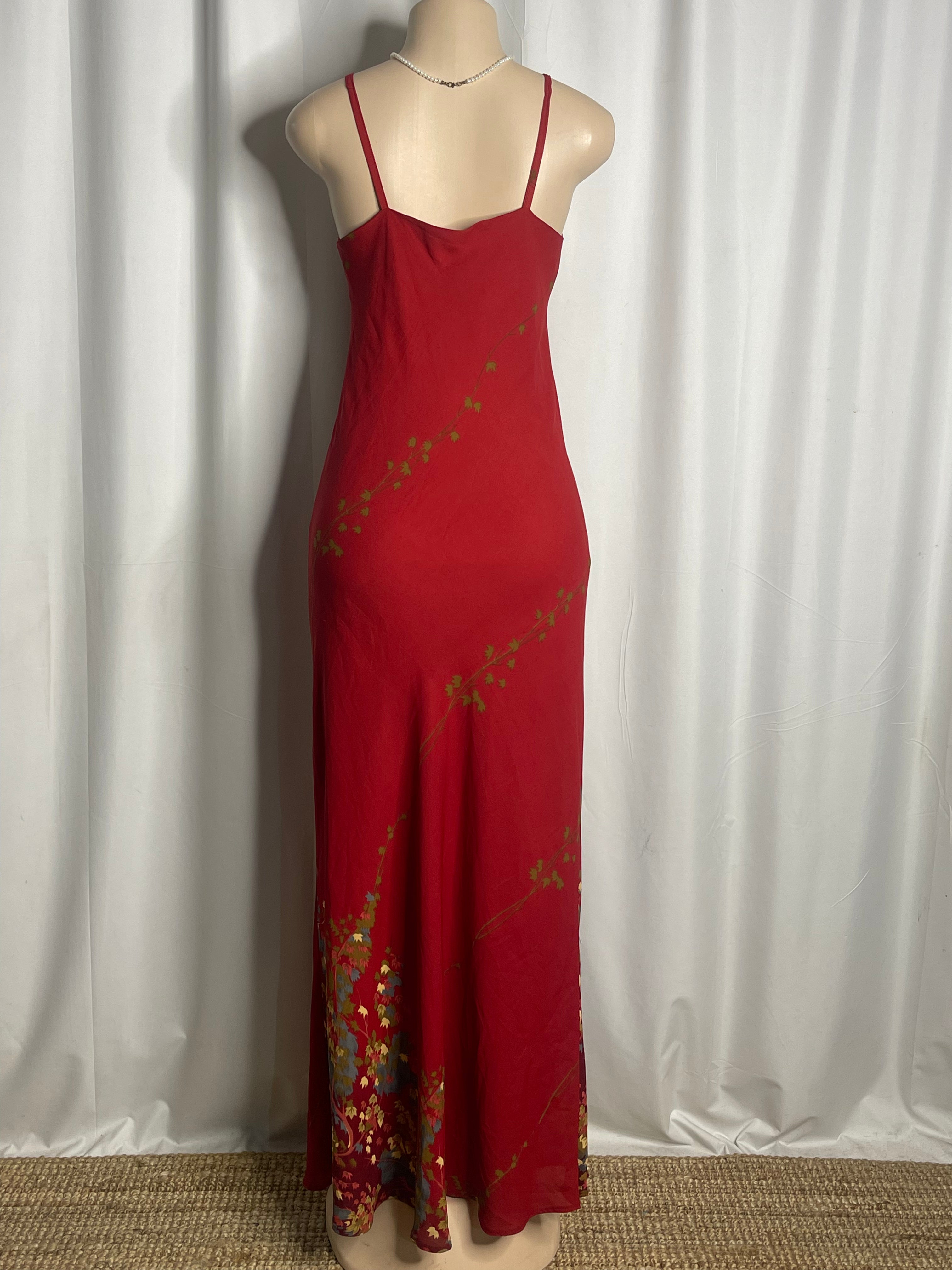 Maroon Floral Print Maxi Dress