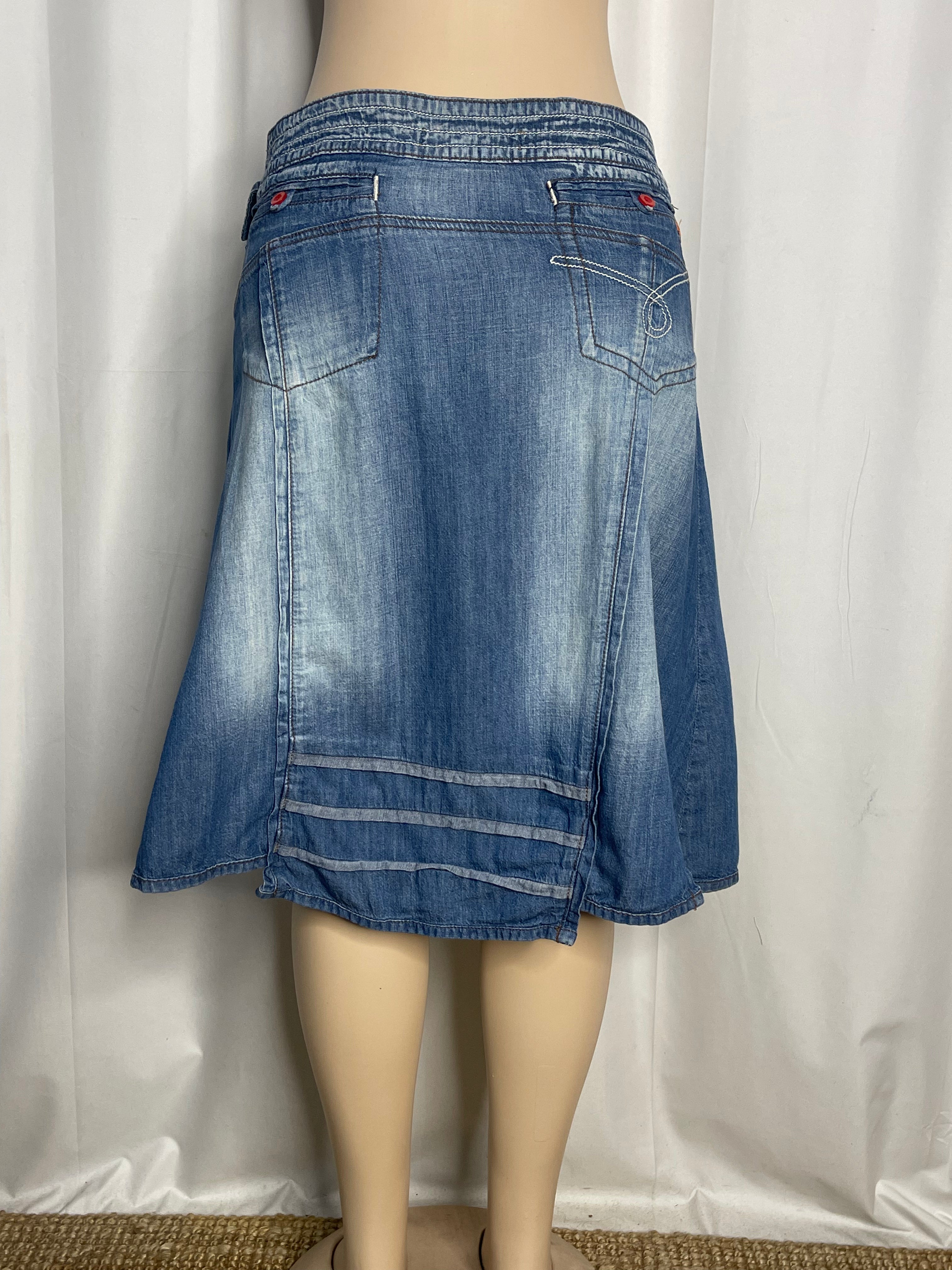Y2k Style Blue Denim with Asymmetrical Wrap Design