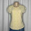 Floral Lace Front Details Mesh Short Sleeves Top