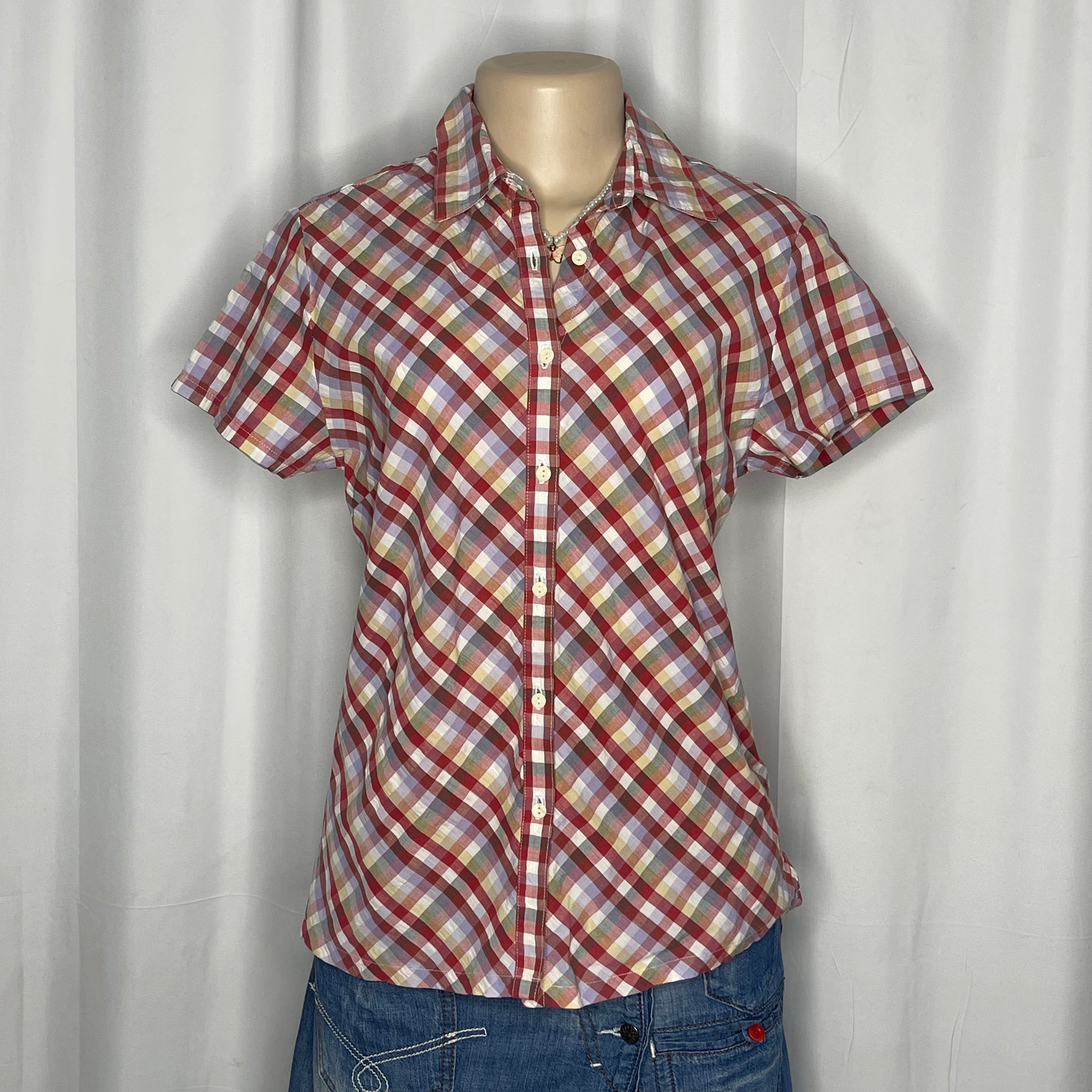 Multi color plaid button up shirt
