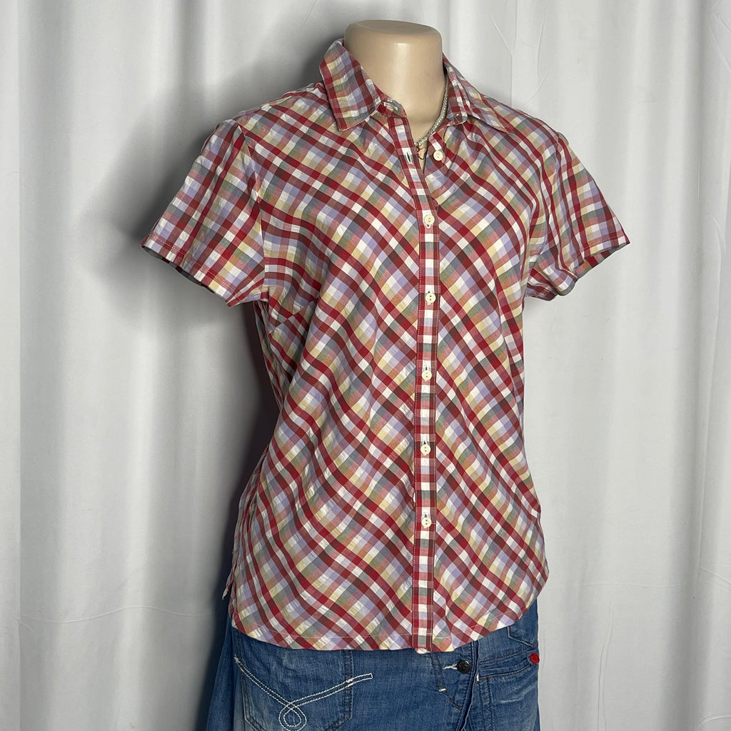 Multi color plaid button up shirt