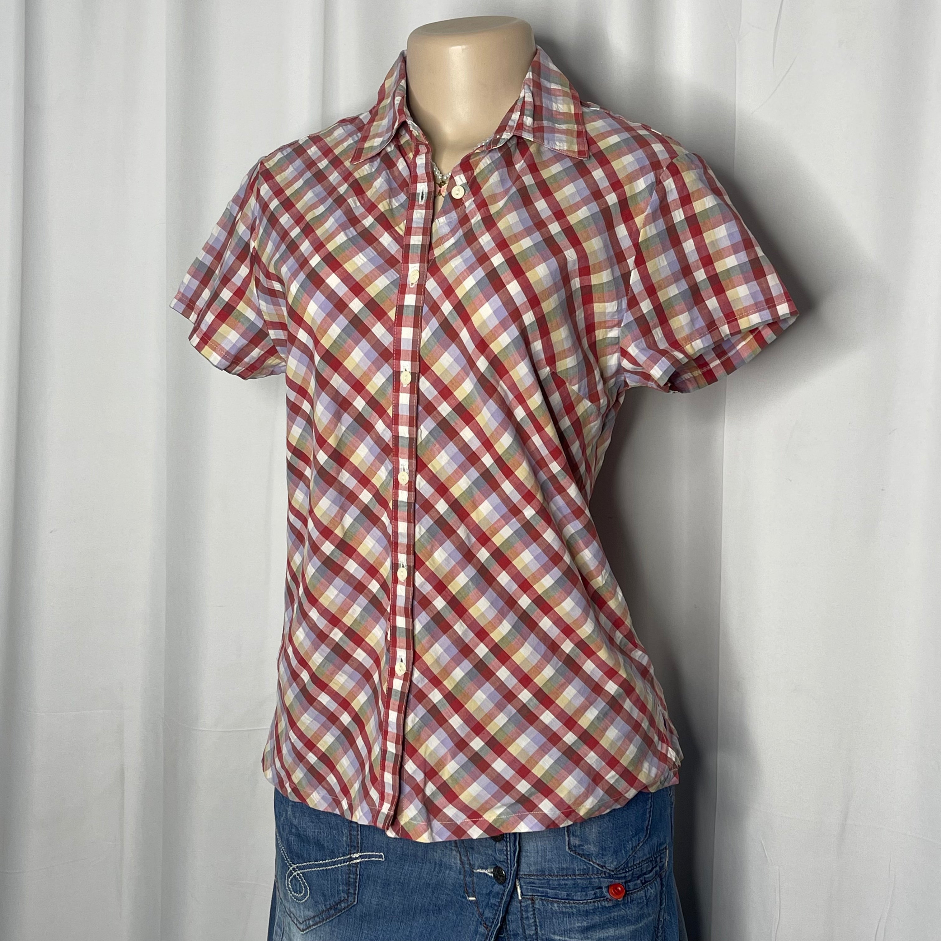 Multi color plaid button up shirt