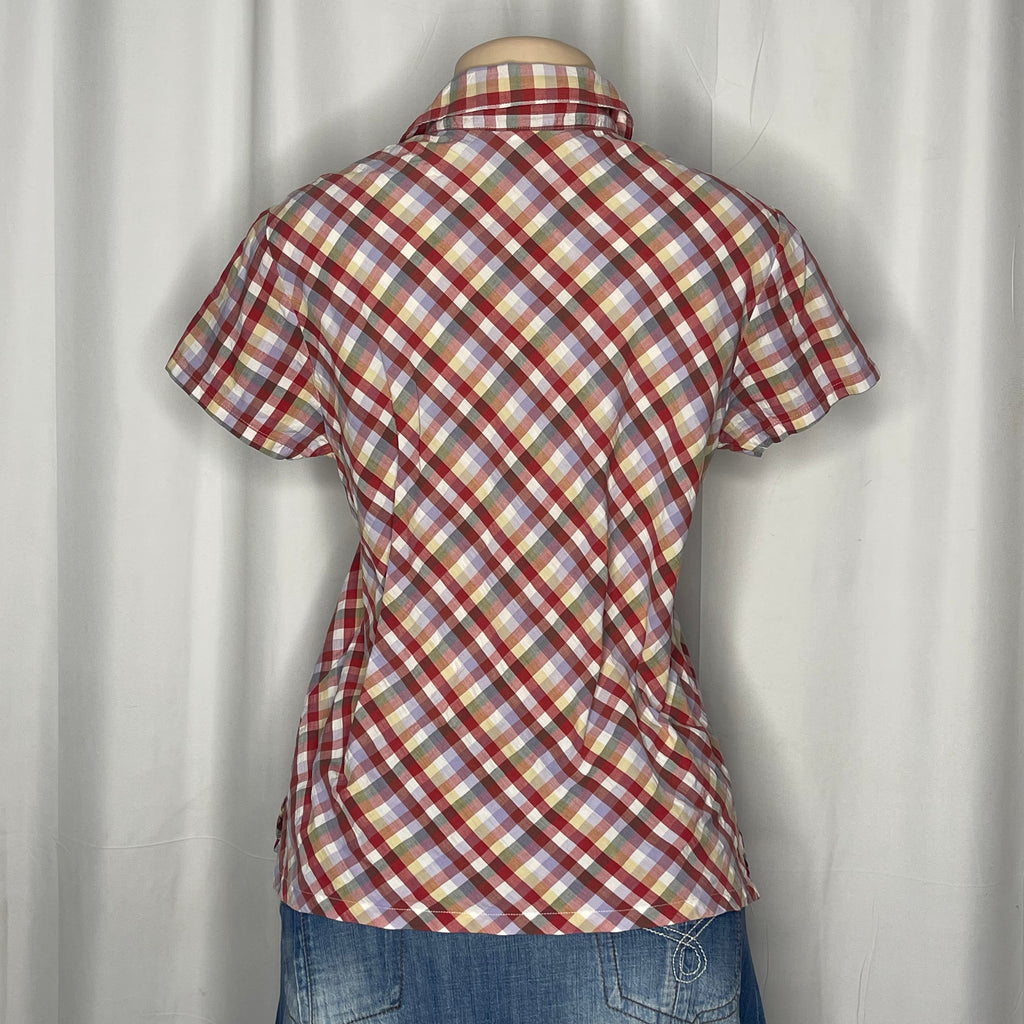 Multi color plaid button up shirt
