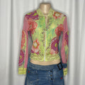 Floral Lace Sequin Zip up Mesh Top