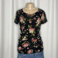 Black Floral Design Tiered Mesh Top