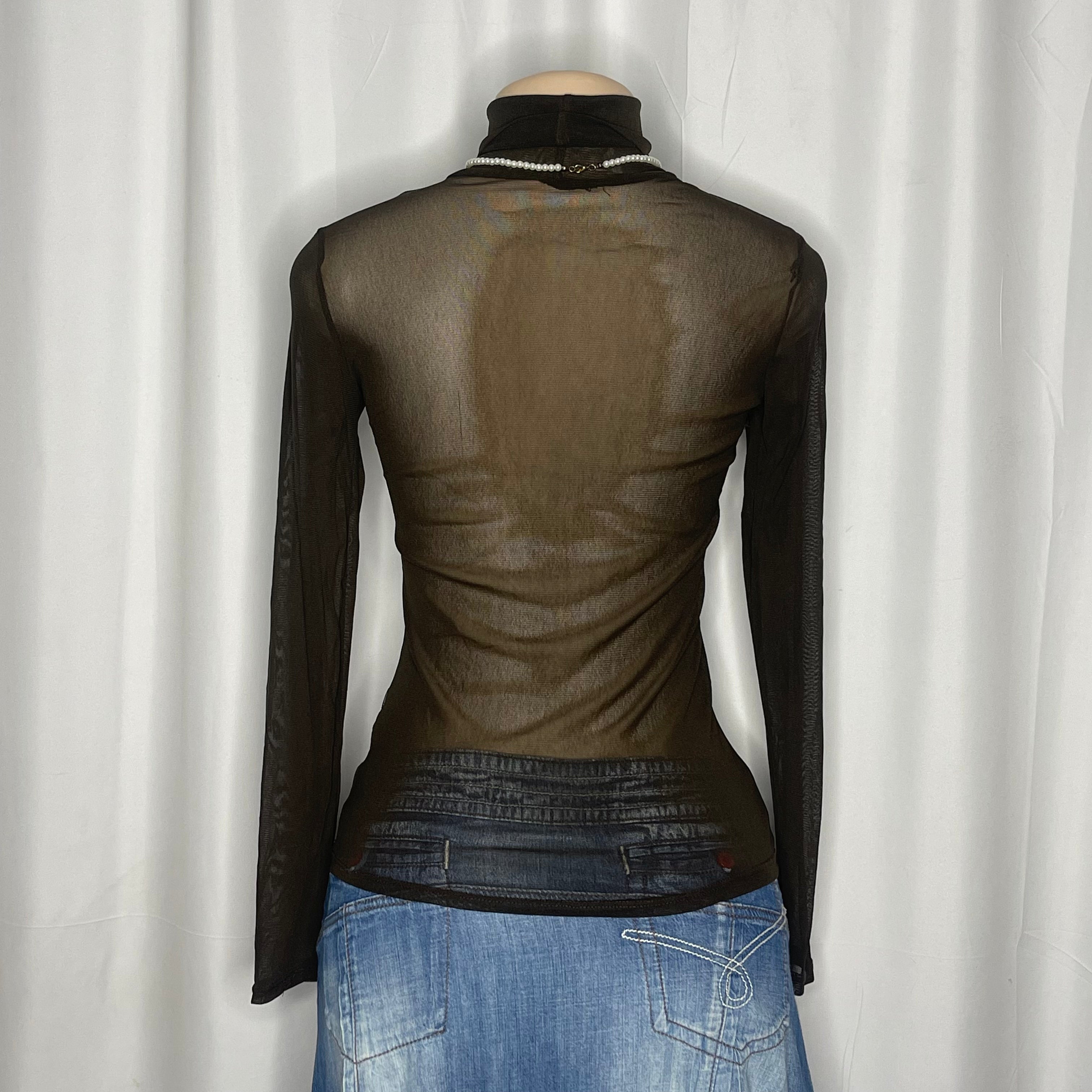 Brown Sheer Turtle Neck Top