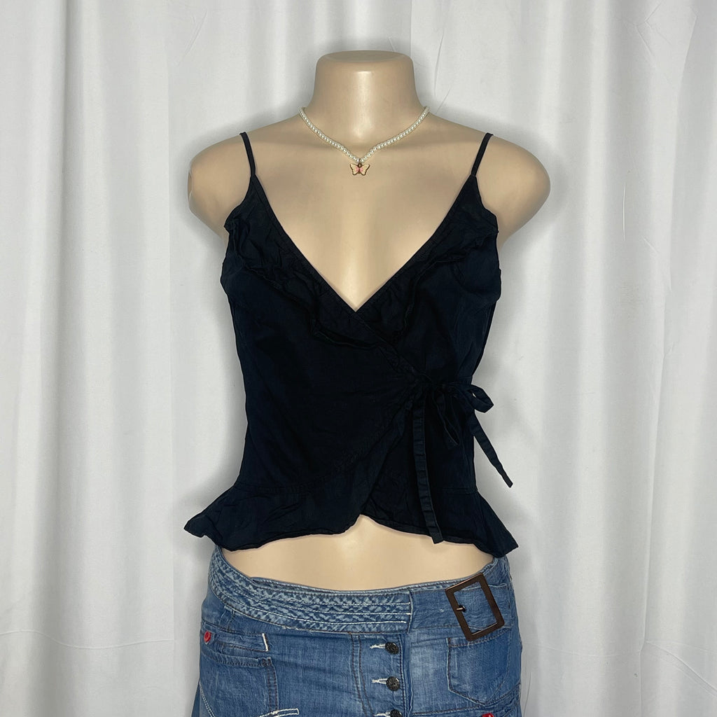 Wrap Around-style Black Crop Top
