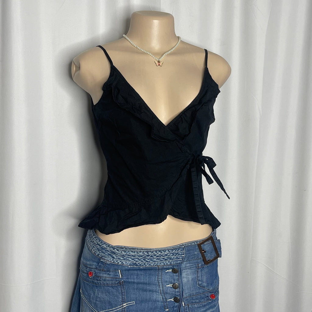 Wrap Around-style Black Crop Top