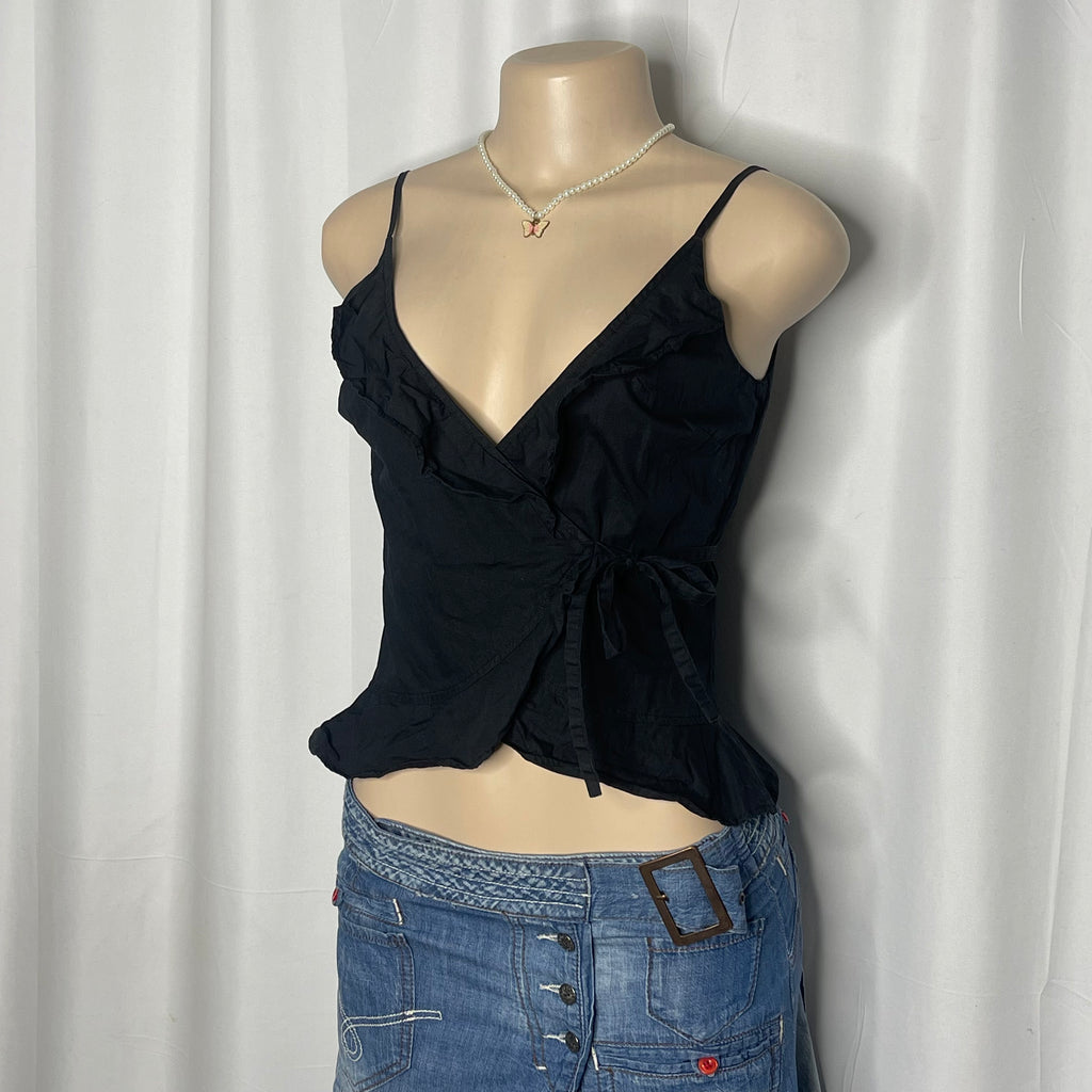 Wrap Around-style Black Crop Top