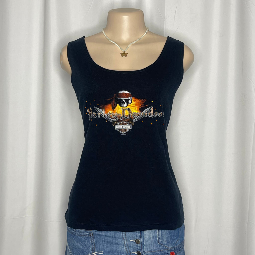 Black Graphic Tank Top