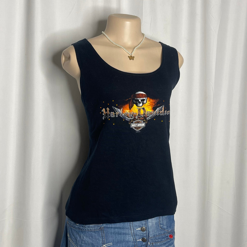Black Graphic Tank Top
