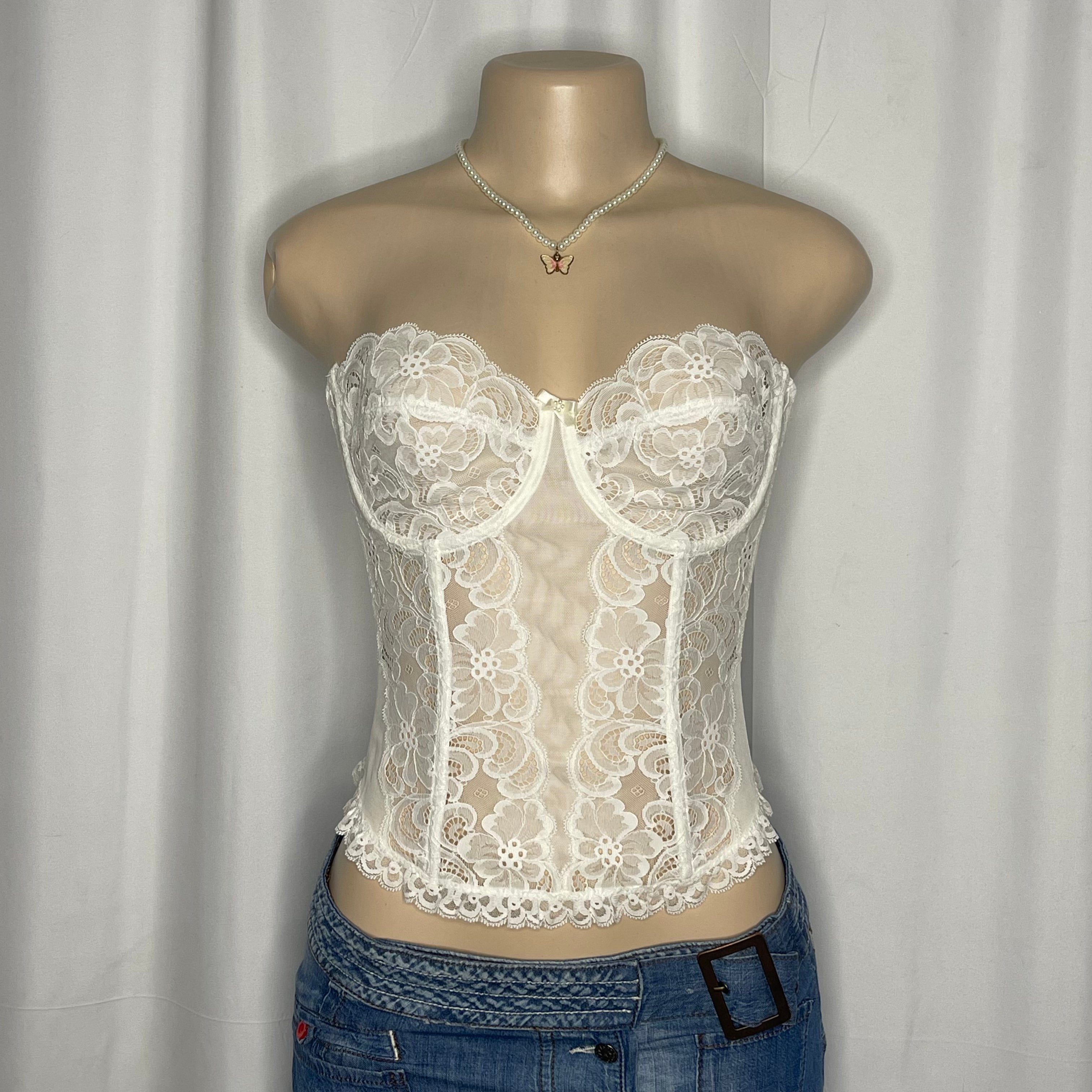 White Floral Lace Corset Top