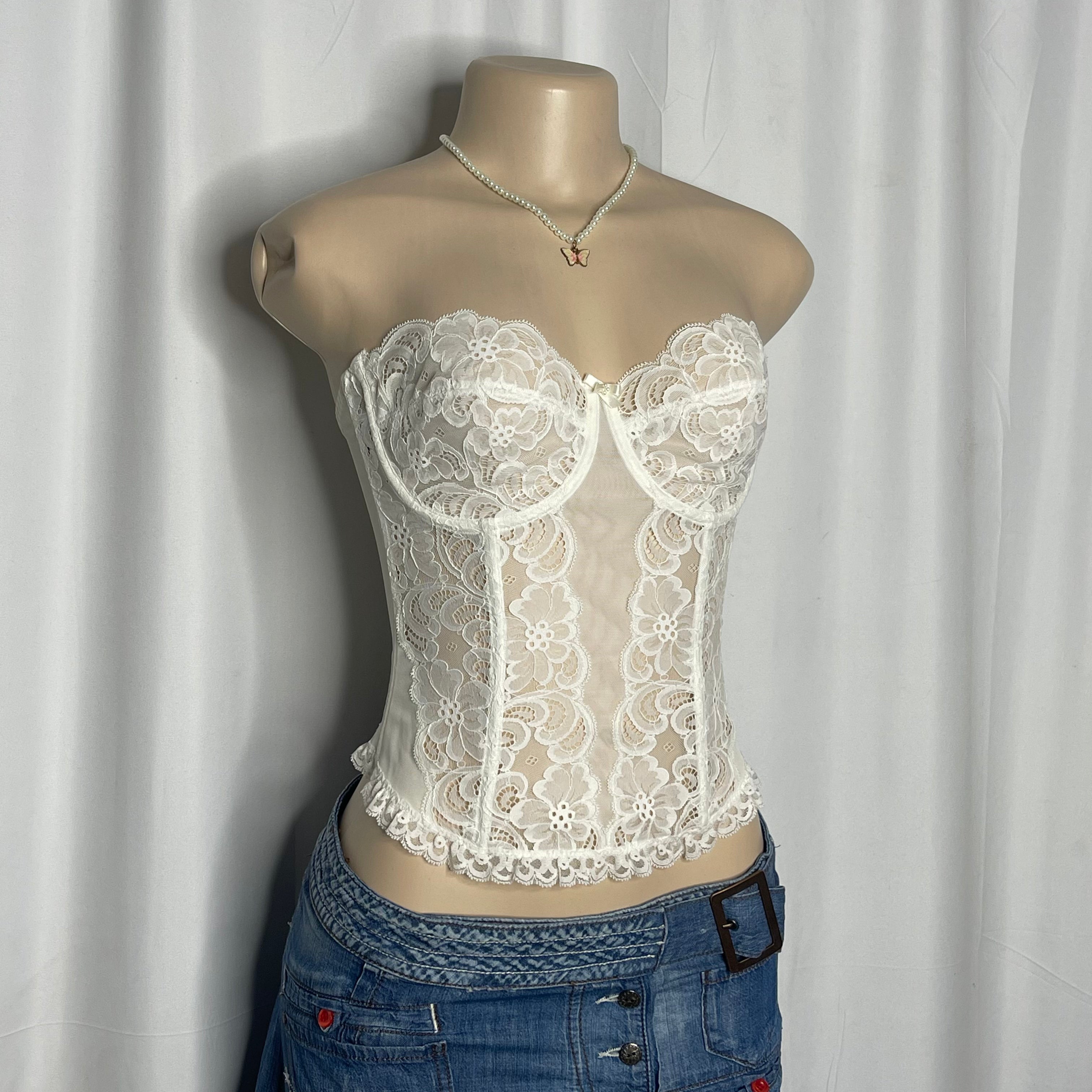 White Floral Lace Corset Top