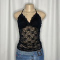Black Lace Halter Neck Top
