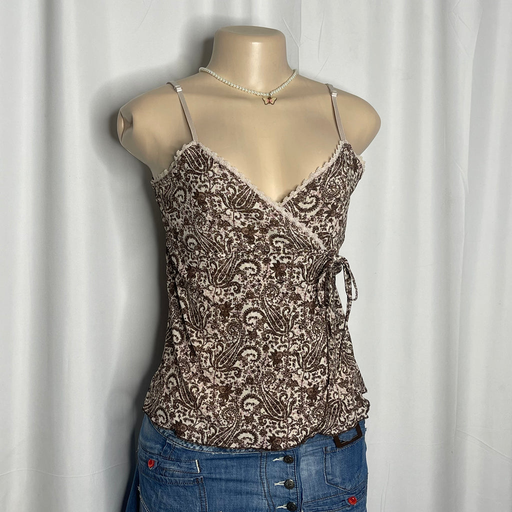 Paisley Print Wrap Style Cami Top