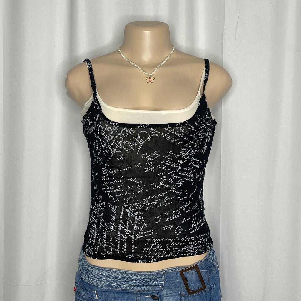 Y2k-style Graphic Print Camisole Top with Inner Layer