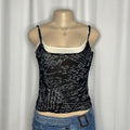 Y2k-style Graphic Print Camisole Top with Inner Layer