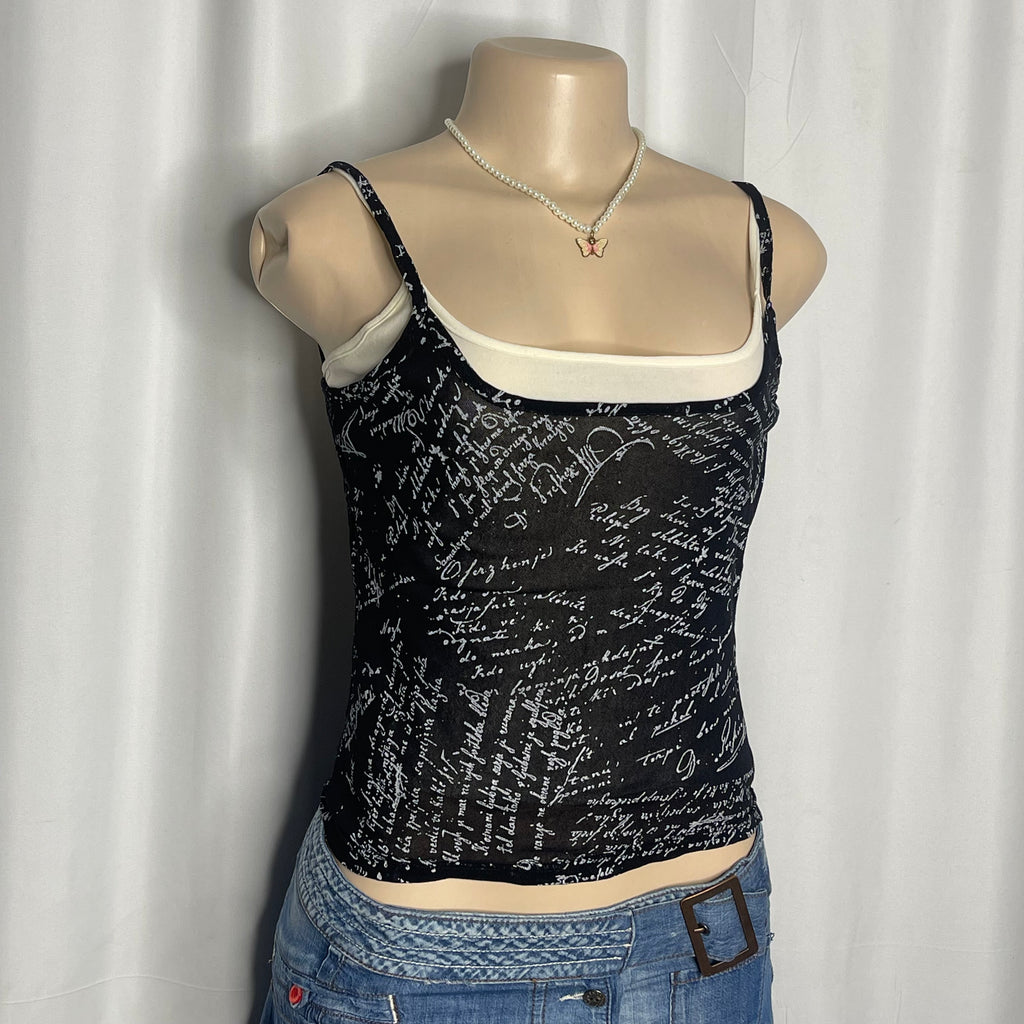 Y2k-style Graphic Print Camisole Top with Inner Layer