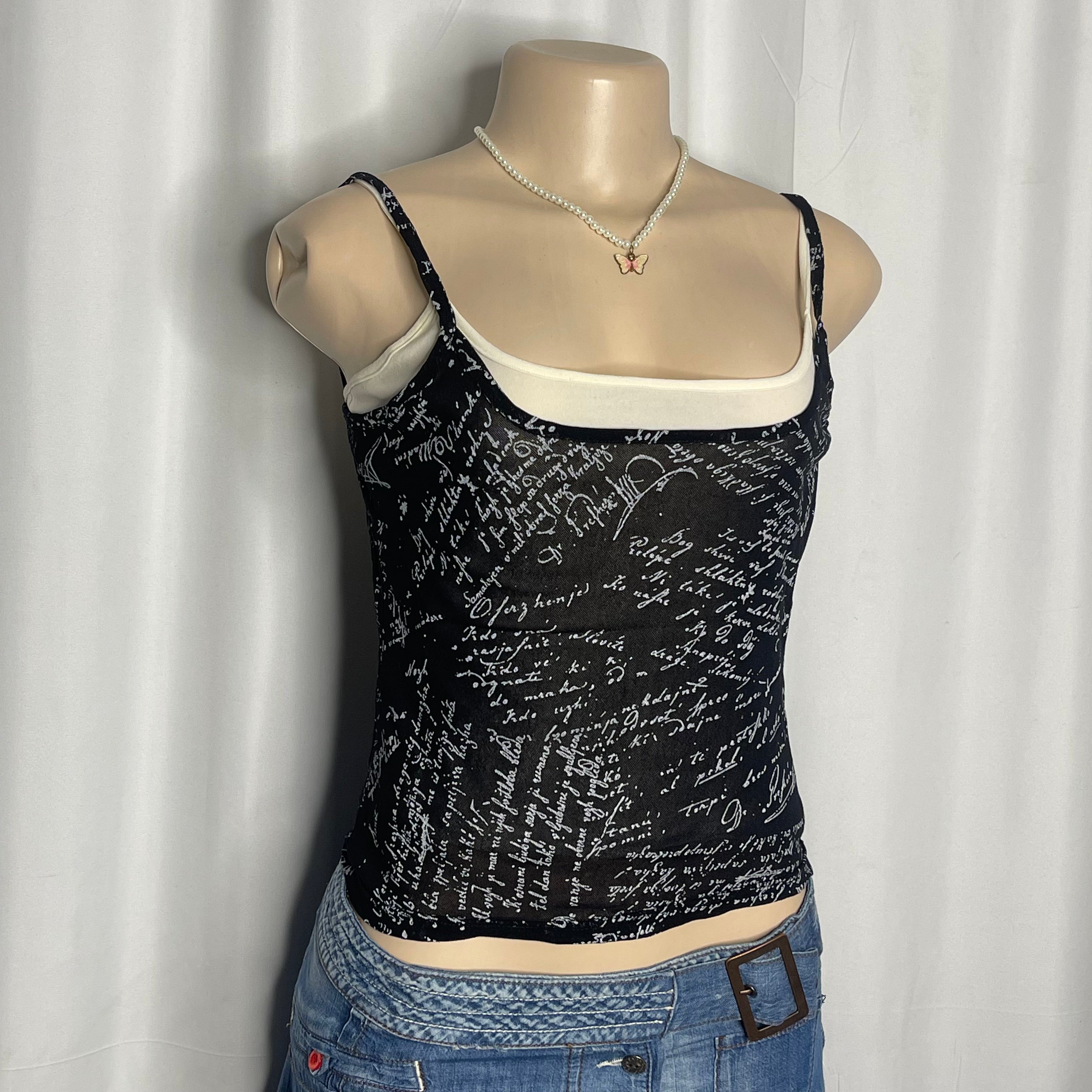 Y2k-style Graphic Print Camisole Top with Inner Layer