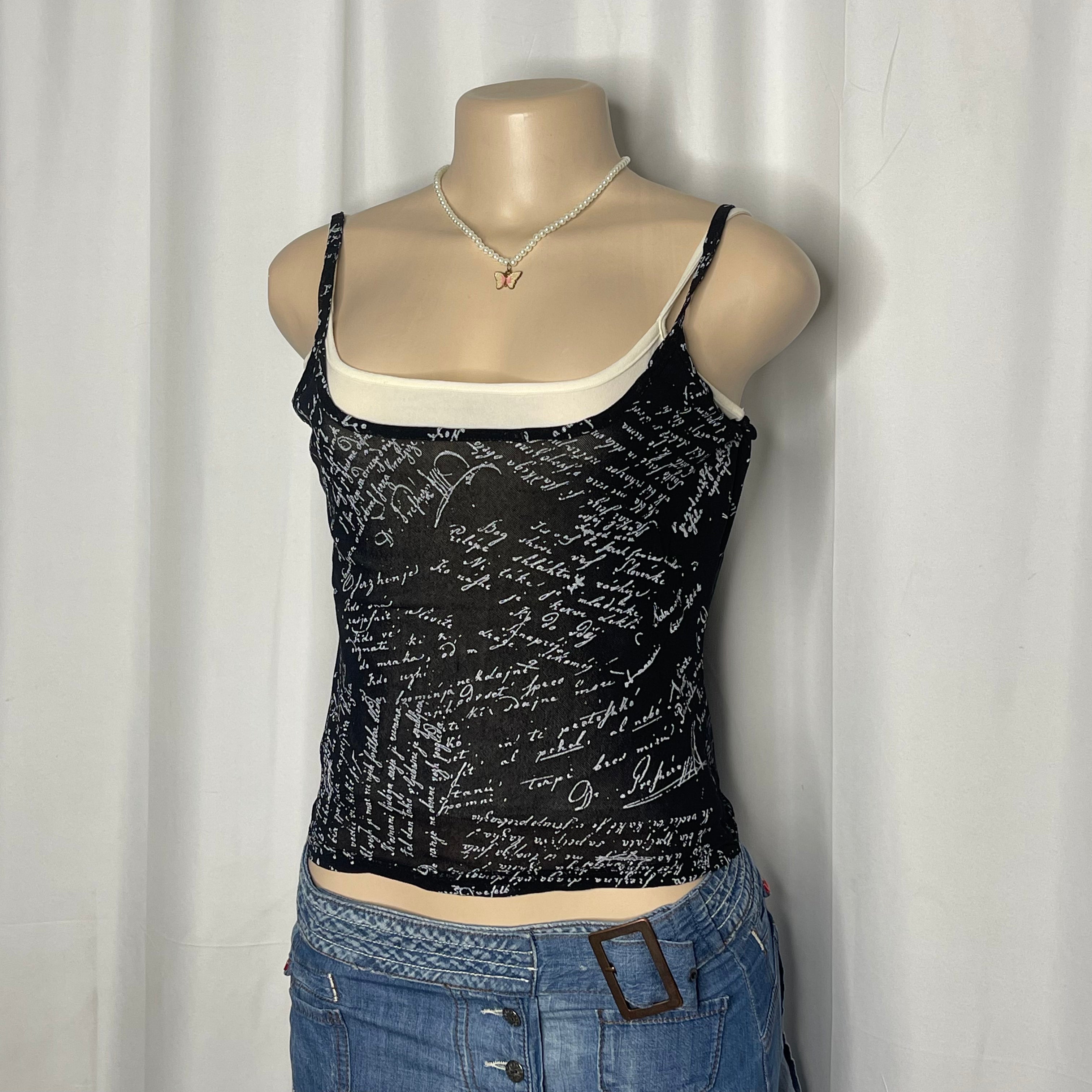 Y2k-style Graphic Print Camisole Top with Inner Layer