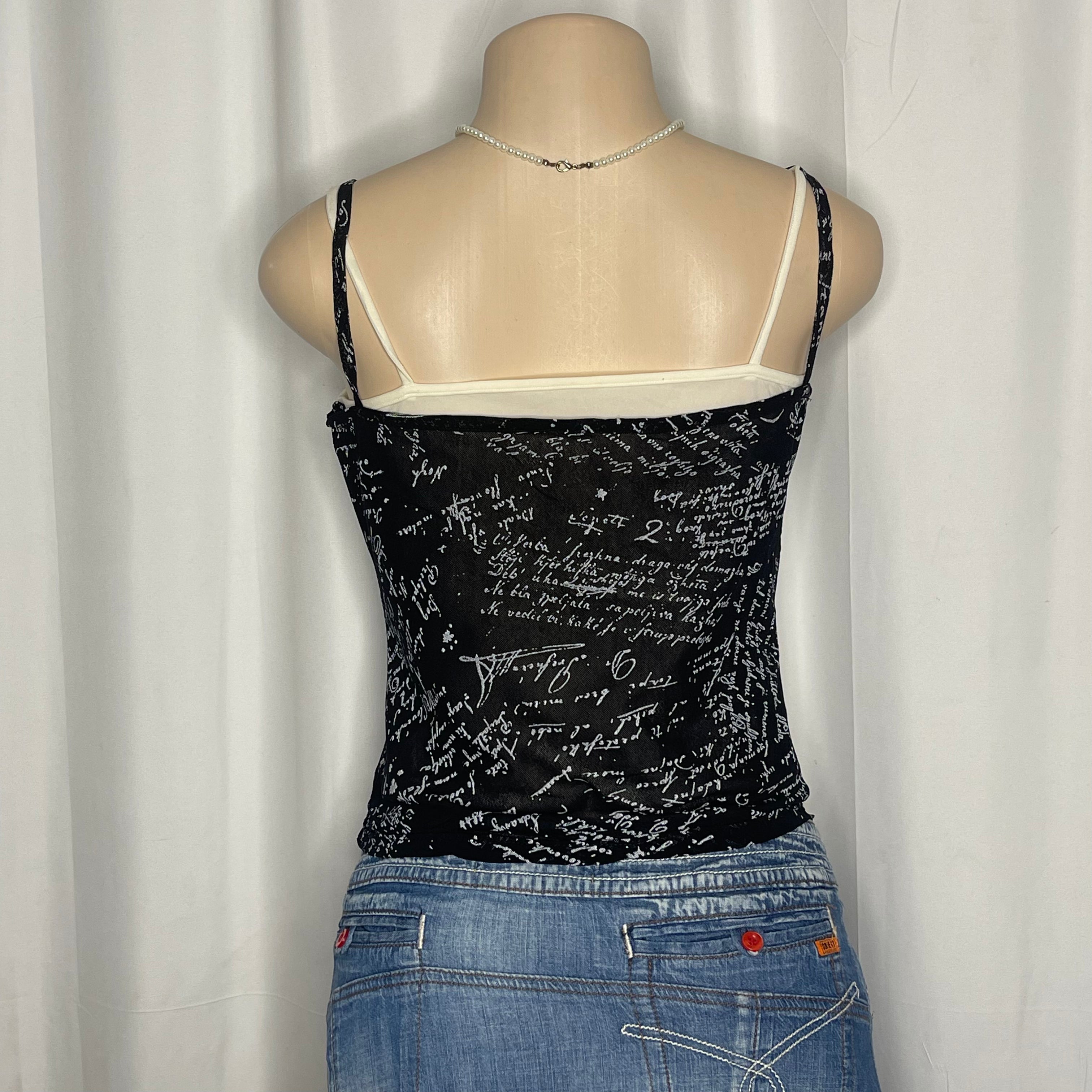 Y2k-style Graphic Print Camisole Top with Inner Layer
