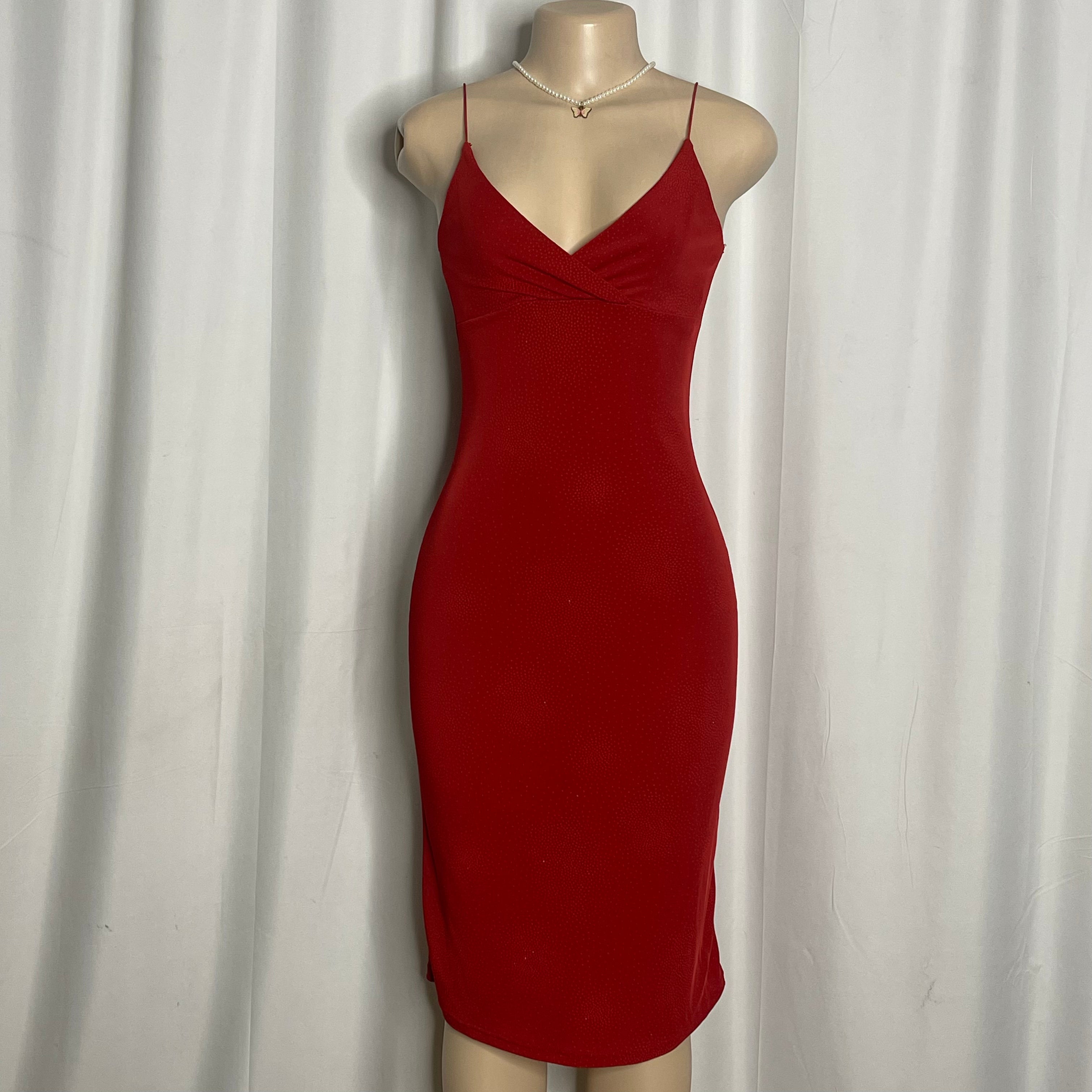 Red Bodycon Midi Dress