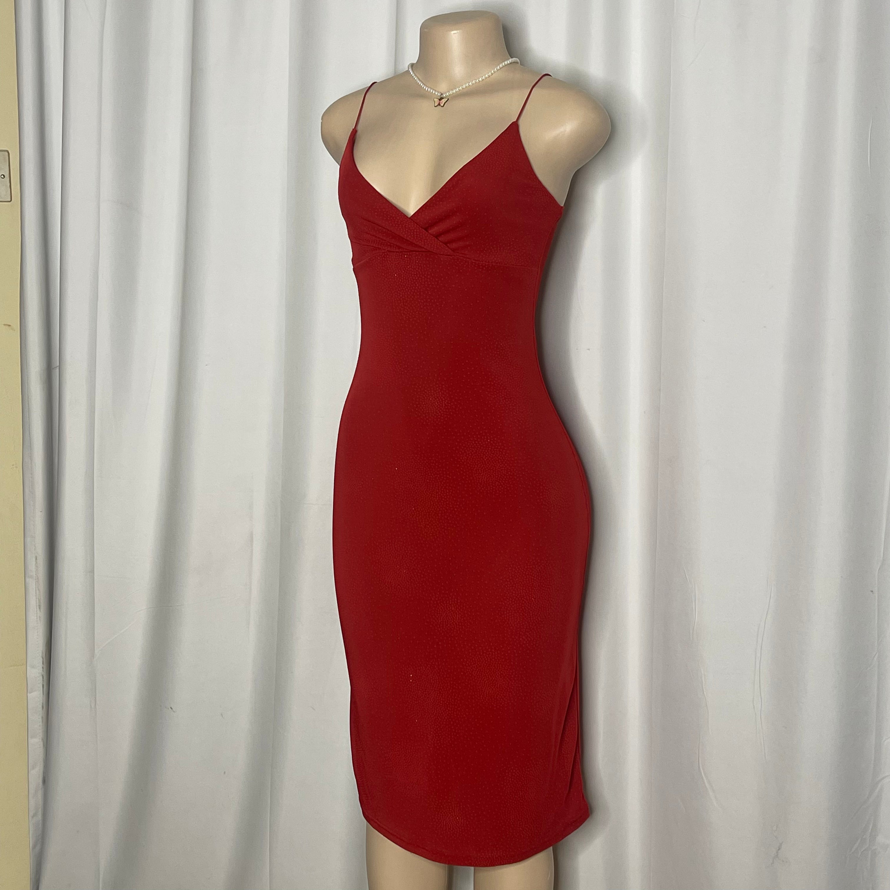 Red Bodycon Midi Dress