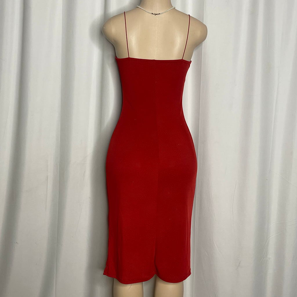 Red Bodycon Midi Dress