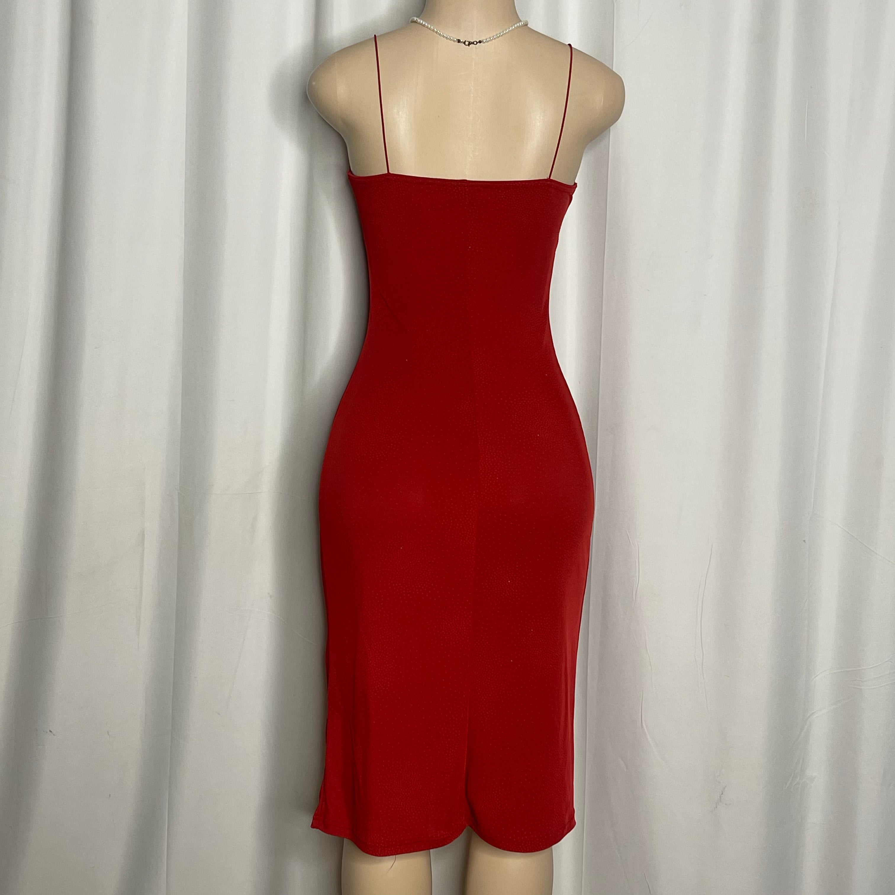 Red Bodycon Midi Dress
