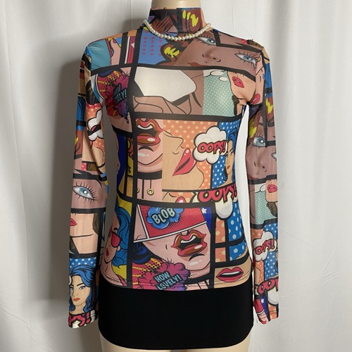 Graphic Pop Art Mesh Top