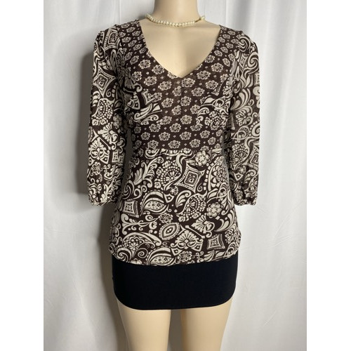 Brown Floral Y2K Mesh Top 