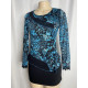 DPM Blue Floral Mesh Top