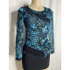 DPM Blue Floral Mesh Top