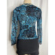 DPM Blue Floral Mesh Top